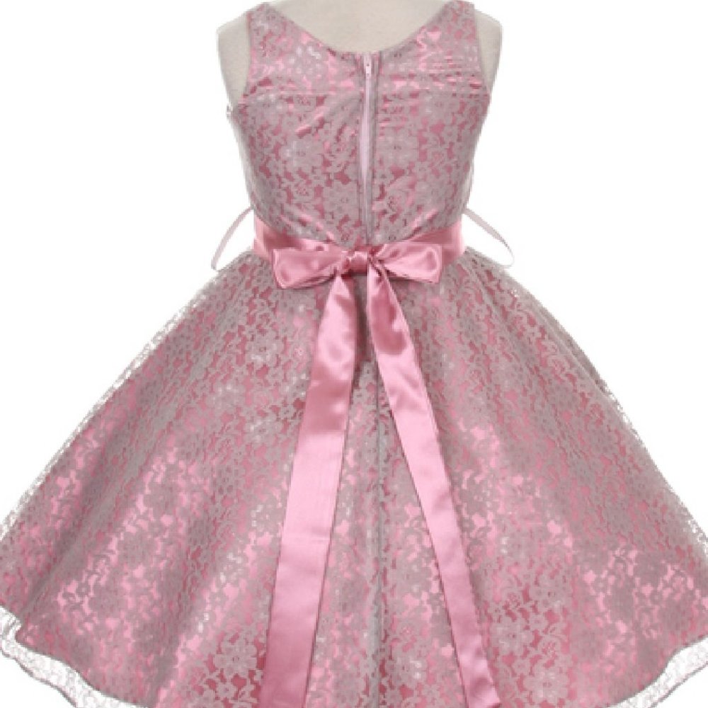 Big Girls Toddler Sleeveless Floral Lace Easter Graduation Flower Girl Dress - Picture 6 of 7